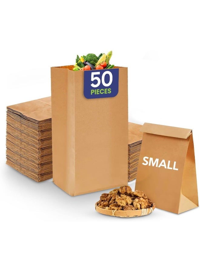 SNH Packing حقيبة ورقية SNH SOS رقم 6 صغيرة، حقائب حفلات، حقائب غداء، حقائب تسوق ذات قاع مسطح - 50 قطعة - Image 1